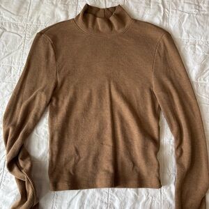 Women's Brown Ribbed Turtleneck
